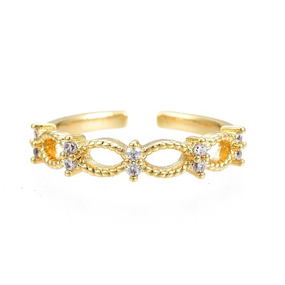 Clear Cubic Zirconia Infinity Open Cuff Ring for Women, Nickel Free