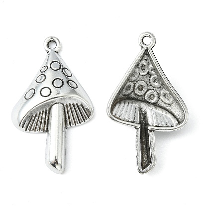 Lead Free and Cadmium Free, Tibetan Style Alloy Pendants, Mushroom, about 30mm long, 17.5mm wide, 5.5mm thick, hole: 1.5mm