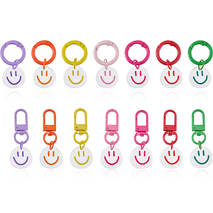 14шт. 14 стили акриловых плоских круглых подвесок в виде улыбающегося лица