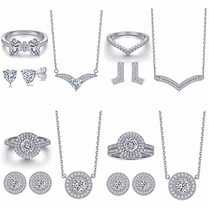 925 Sterling Silver Heart-shaped Cubic Zirconia Jewelry Set for Women