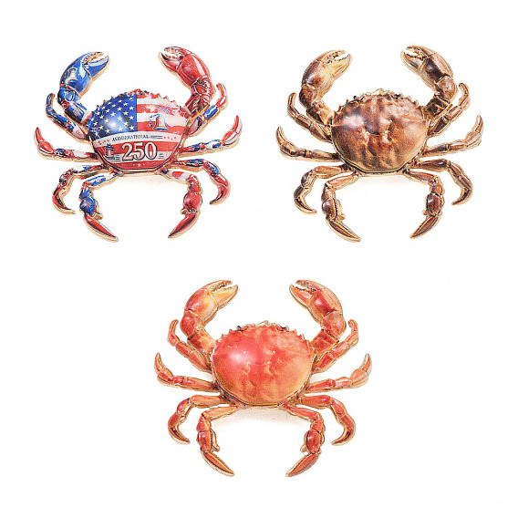 Crab Printed Alloy Lapel Pins for Backpack Clothes, Golden