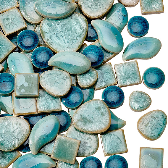 500G 4 Styles Handmade Porcelain Cabochons, Mosaic Tiles, for Home Decoration or DIY Crafts