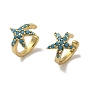 Rack Plating Brass Micro Pave Cubic Zirconia Clip-on Earrings, Long-Lasting Plated, Lead Free & Cadmium Free, Starfish