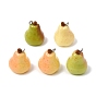 Opaque Resin Imitation Fruit Pendants, Pear Charms, with Platinum Iron Loop