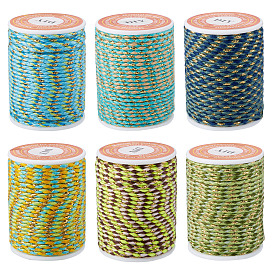 6 рулоны 6 цвета 4 корд поликоттоновый, двухслойный, металлический корд, веревка ручной работы макраме, для гобелена вешалка для растений, вязание ниток своими руками