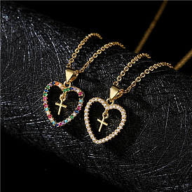 Australian ancient fashion copper micro-inlaid zircon jewelry new gold love personality pendant necklace female