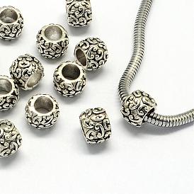 Perles européennes en alliage, Perles avec un grand trou   , rondelle, 9.5x7mm, Trou: 5mm