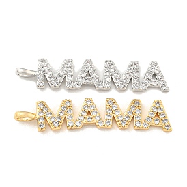 Micro cuivres ouvrent pendentifs zircone cubique, lettre "maman"