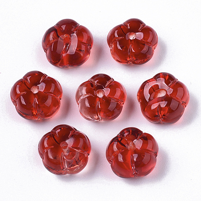 Perles de verre peintes par pulvérisation transparent, imitation gelée, fleur