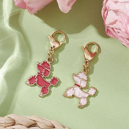 2 шт 2 цвета собака сплав эмаль подвеска украшения, Подвески с застежками-когтями омара для украшения сумок