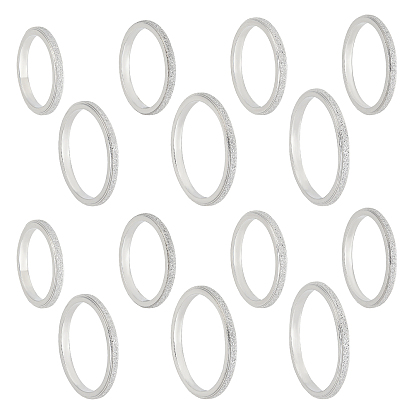 14pcs 7 taille 2mm bague dôme unie mate pour fille femme, 304 anneau en acier inoxydable