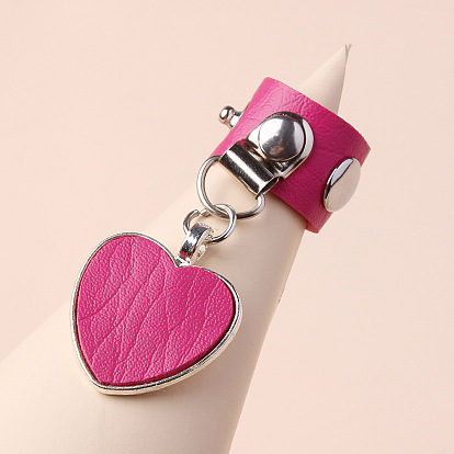 R177 Jewelry Fashion Punk Heart Shaped Pendant Ring Sexy Leather Jewelry For Women