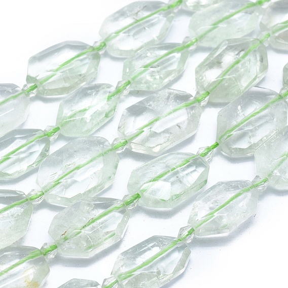 Естественный зеленый кварцевые нити бисера, граненые, овальные