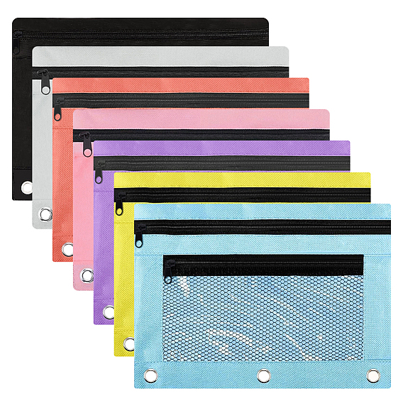 Прямоугольные мешочки для ручек из полиэстеровой сетки, на железной молнии, учебные материалы