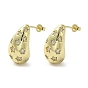 Brass with Cubic Zirconia Stud Earrings, Teardrop with Star, Lead Free & Cadmium Free, Long-Lasting Plated