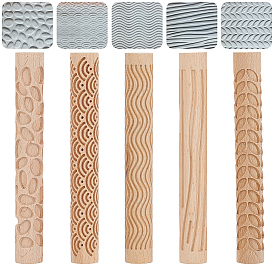 5шт 5 стили деревянная скалка, для выпечки тисненого печенья, кухонный инструмент