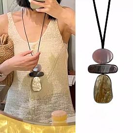 Геометрическая смола подвеска искусственный замшевый шнур длинные ожерелья