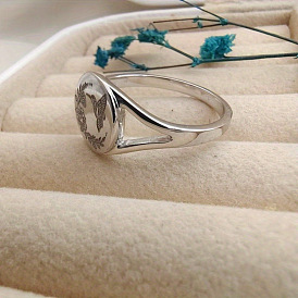 Кольца перста сплава, плоские круглые с рисунком птицы