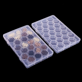 Recipientes de almacenamiento de cuentas de plástico, con tapa abatible y 24 rejillas hexagonales, para joyería pequeños accesorios