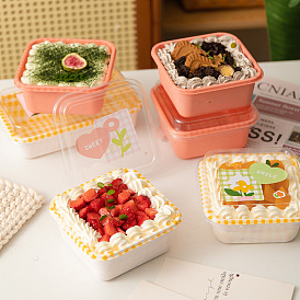 Boîte à gâteaux pour animaux de compagnie à motif tartan couleur macaron, boîte à collations pour pique-nique, rectangle
