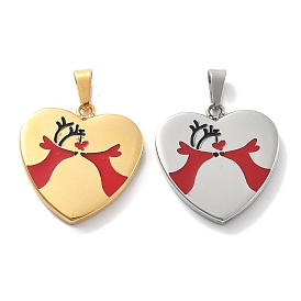 Рождество 304 эмалированные подвески из нержавеющей стали, подвеска в виде сердца с оленем