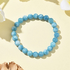 Натуральный голубой кварц имитация амазонита круглые бусины эластичные браслеты для мужчин и женщин
