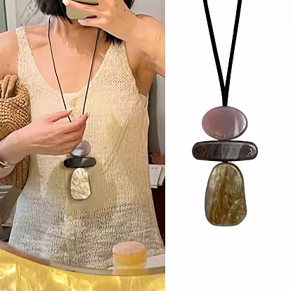 Геометрическая смола подвеска искусственный замшевый шнур длинные ожерелья