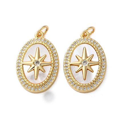 Латунные микро проложить кубического циркония подвески, с оболочкой, овал со звездочками, стойки покрытие, прочное покрытие, без кадмия и без свинца, с целью перехода в кольце