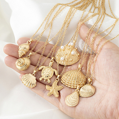 Летние пляжные ожерелья с подвесками из сплава для женщин, золотые