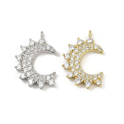 Латунные микро проложить кубического циркония подвески, луна, долговечный, без кадмия и без свинца, стойки покрытие