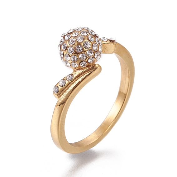 Ionenbeschichtung (IP) 304 Edelstahl-Fingerringe, mit Fimo Strass, Runde