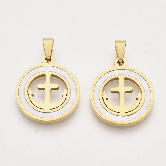 201 подвески из нержавеющей стали, с оболочкой и случайным размером оснастки под залог, плоские круглые с якорем