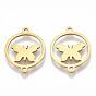 201 Stainless Steel Links Connectors, Laser Cut Links, Flat Round with Butterfly