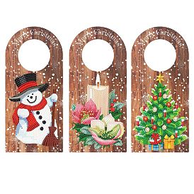 Christmas DIY Diamond Painting Door Decoration Kits, with Resin Rhinestones, Diamond Sticky Pen, Tray Plate and Glue Clay
