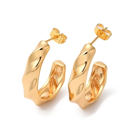 Rack Plating Brass Round Stud Earrings, Long-Lasting Plated Half Hoop Earrings