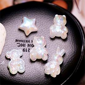 Glitter powder mermaid Ji bear rabbit diy perforated head rope accessories material acrylic beads pentagram jewelry accessories