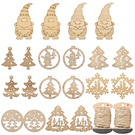20 шт 10 стили рождественская тема неокрашенное дерево большие подвески