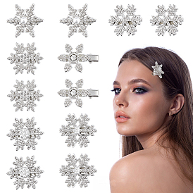 12 шт. 6 стили рождественские заколки для волос из кожи аллигатора, снежинка, аксессуары для волос для женщин и девочек