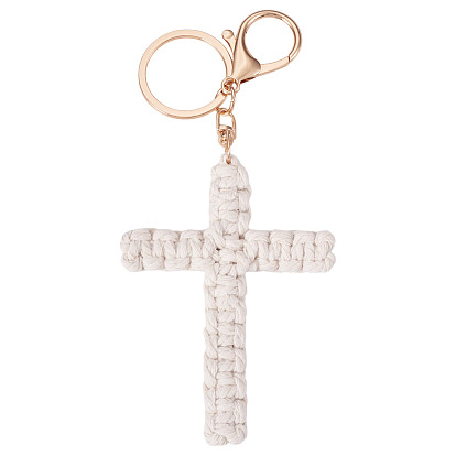 Хлопковый шнурок для брелоков в виде креста, со сплавочной фурнитурой, золотой свет