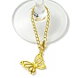 Alloy Butterfly Cup Pendant Decorations, with Iron Twisted Chains Curb Chain