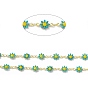 Handmade Eanmel Daisy Flower Link Chains, with Real 18K Gold Plated Brass Findings, Soldered, with Spool