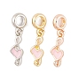 Rack Plating Alloy Pink Enamel European Dangle Charms, Musical Note Large Hole Pendants