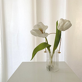 Flower arrangement ornaments metal portable vertical pattern glass vase modern home soft decoration model room