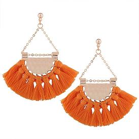 Alloy Chandelier Earrings, with Tassel, Golden