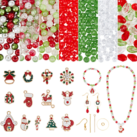 Kits de fabrication de boucles d'oreilles bricolage, y compris des breloques en alliage émaillé, des perles de verre et des crochets de boucles d'oreilles en fer, formes mixtes