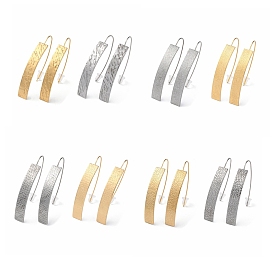 304 Stainless Steel Dangle Earrings for Women, Curved Rectangle