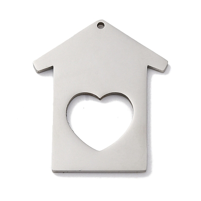 201 подвески из нержавеющей стали, лазерная резка, дом с сердечным шармом, анти-тускнение