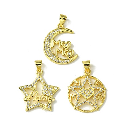 Подвески из настоящей 18k-позолоченной латуни с микро-паве ко Дню матери, прозрачные подвески с кубическим цирконием, без кадмия, без никеля и без свинца, слово мама