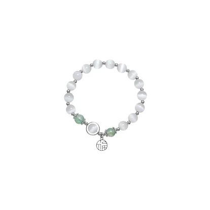 Fortune Pendant Bracelet for Women, Imitation Hetian Jade Pearl Bead Bracelet