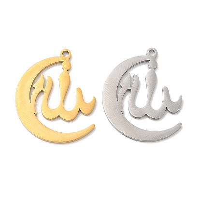 304 Stainless Steel Pendants, Moon Charm